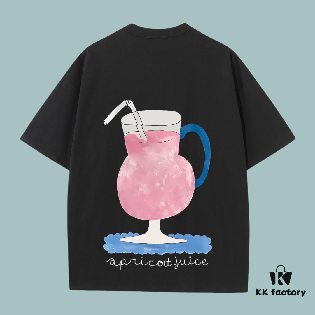 GUCCI 2025 Fall Spring/Summer Collection Sunflower🌻 Drink🍹 Short Sleeve T-Shirt Premium Quality Limited Edition, Special Woven 270G 32-Yarn Double Cotton Fabric, Loose Fit Unisex Design
