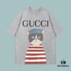69312663908475d562cd94d0 High-End Quality GUCCI 2025 Fall Spring Collection Kitten Graphic Short-Sleeve T-Shirt, Premium 270G 32-Count Double-Yarn Pure Cotton Fabric, Distinct from Regular Print, Relaxed Unisex Fit
