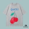 69312674908475d562cd94d7 High-End Quality GUCCI 2025 Fall Spring/Summer Collection Cherry Pudding Short-Sleeve T-Shirt, Distinct from Regular Prints, Made of Custom-Woven 270G 32-Count Double-Yarn Pure Cotton Fabric, Loose Fit Unisex Design