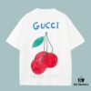 693126a2908475d562cd94e9 GUCCI 2025 Fall Spring/Summer Collection Cherry Pudding Short-Sleeve T-Shirt Premium Quality Limited Edition, Special Woven 270G 32-Count Double-Yarn Pure Cotton Fabric, Relaxed Unisex Fit