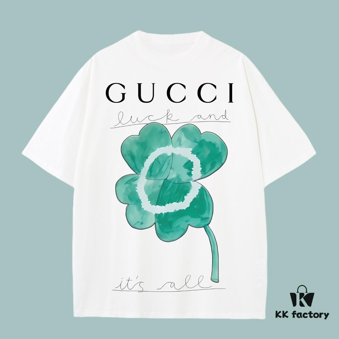 69312734908475d562cd9514 GUCCI 2025 Fall Spring/Summer Collection Clover Short-Sleeve T-Shirt Premium Quality