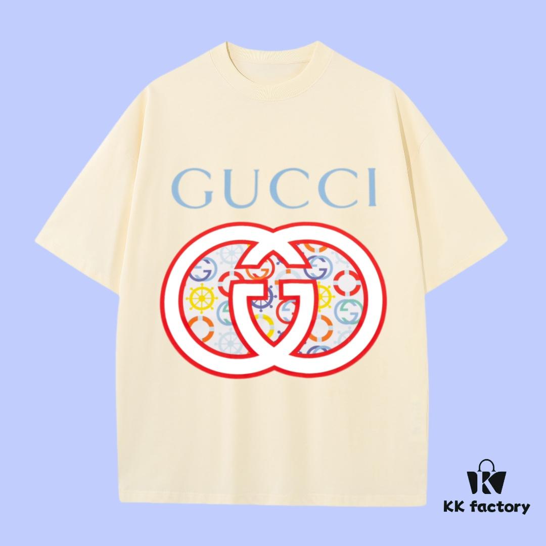 69312780908475d562cd9525 High-End Quality GUCCI 2025 Fall Spring/Summer Collection Logo Short-Sleeve T-Shirt, Premium 270G 32-Count Double-Yarn Pure Cotton Fabric, Distinct from Regular Printed Tees, Relaxed Unisex Fit