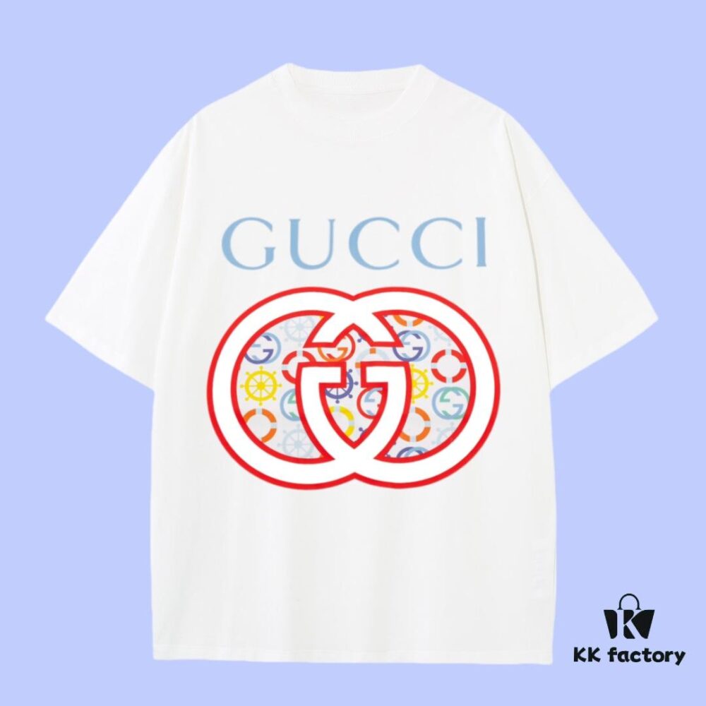 69312793908475d562cd952f High-End Quality GUCCI 2025 Fall Spring/Summer Collection Logo Short-Sleeve T-Shirt, Distinct from Regular Prints, Made of Custom-Woven 270G 32-Thread Double-Yarn Pure Cotton Fabric, Loose Fit Unisex Design