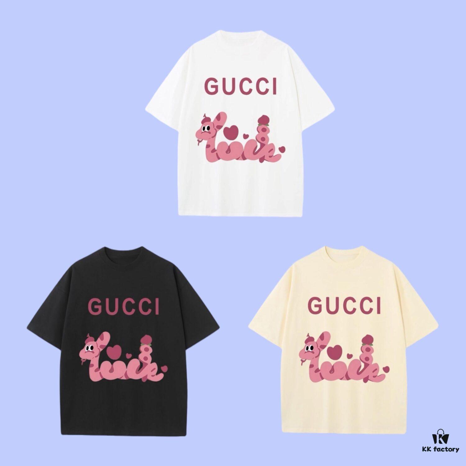 693127d5908475d562cd954b High-End Quality GUCCI 2025 Fall Spring/Summer Collection Pink Snake Short-Sleeve T-Shirt, Premium Custom-Woven 270G 32-Count Double-Yarn Pure Cotton Fabric, Distinct from Regular Printed Tees, Relaxed Unisex Fit