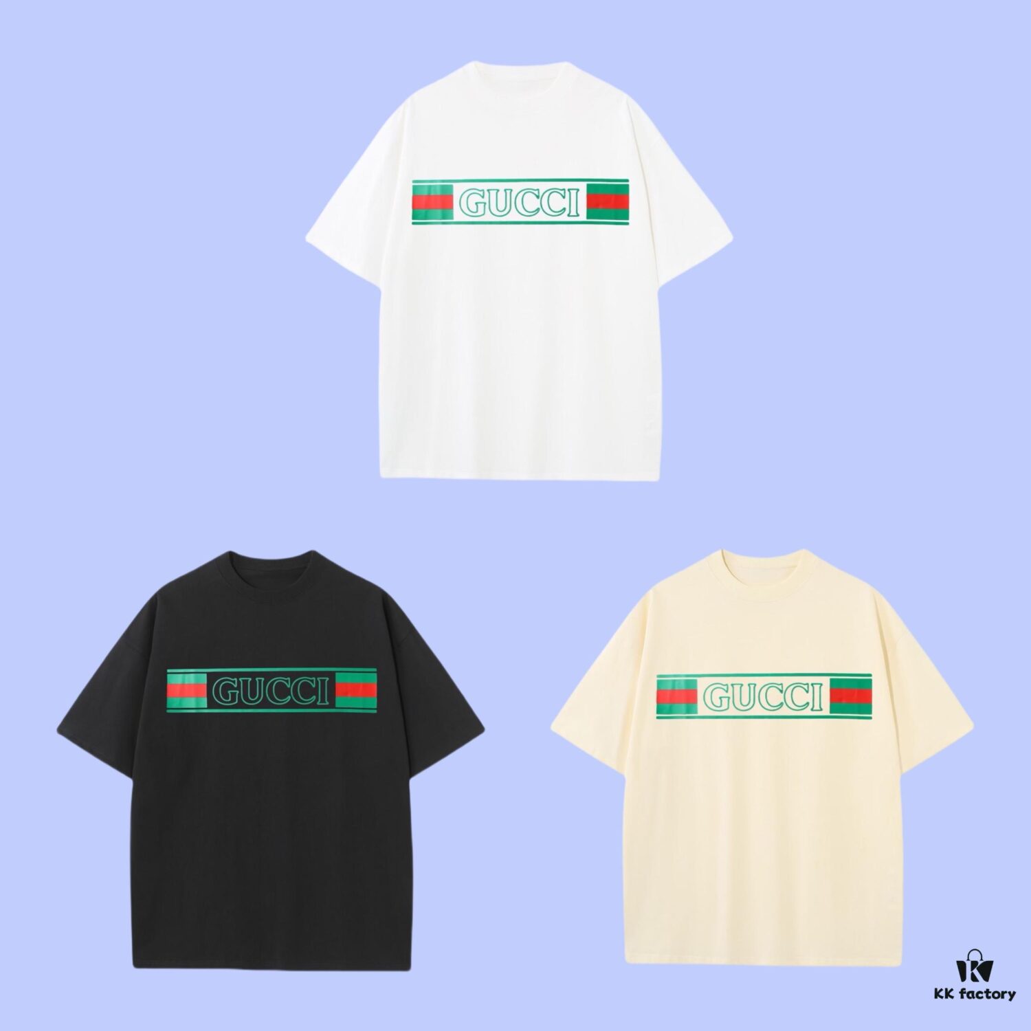 693128e9908475d562cd959e High-End Quality GUCCI 2025 Fall Spring/Summer Collection Logo Short-Sleeve T-Shirt, Premium 270G 32-Count Double-Yarn Cotton Fabric, Relaxed Unisex Fit
