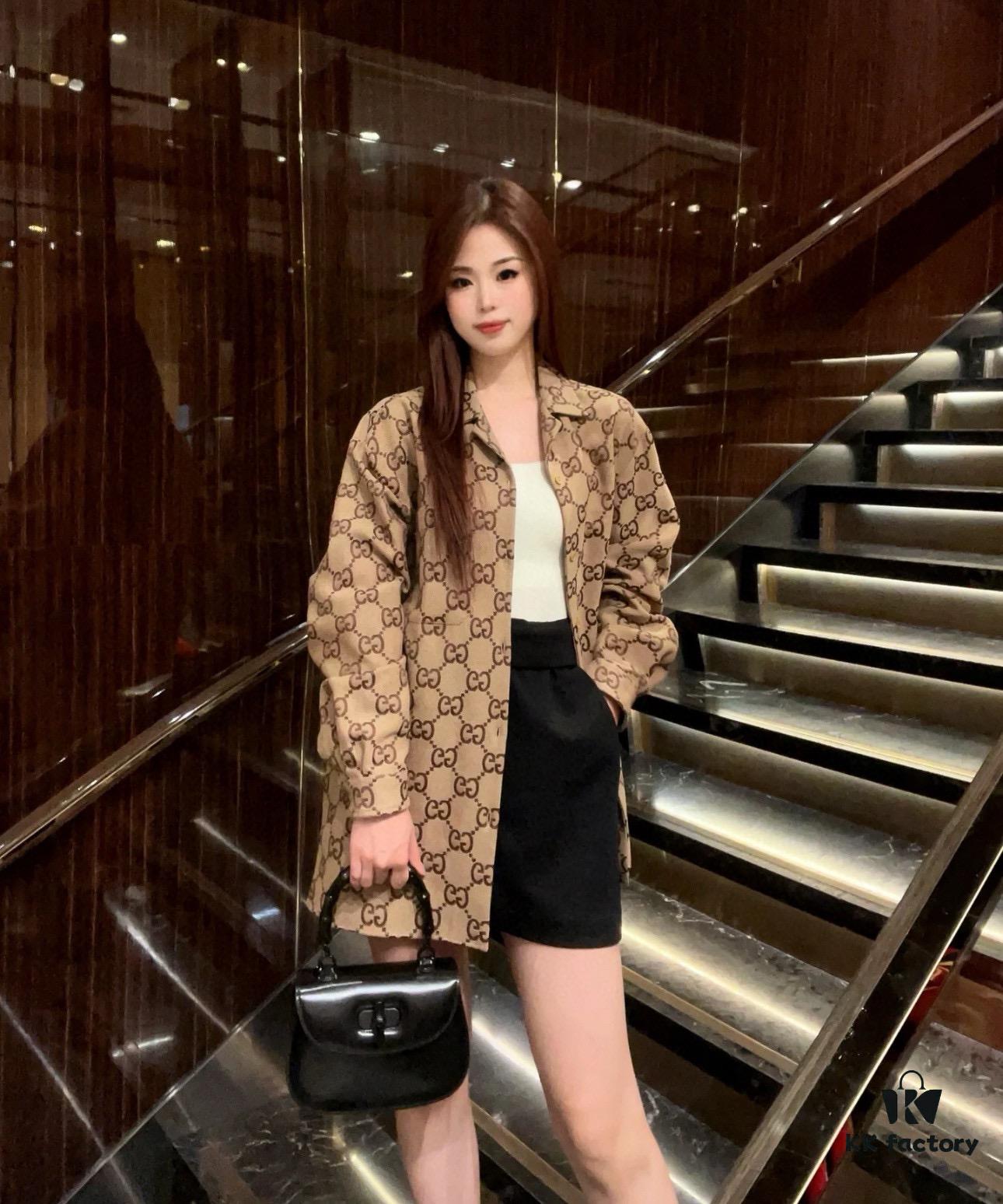 69312a1e908475d562cd95d2 Gucci GUCCI 24FW Double G Jacquard Lapel Long-Sleeve Shirt Jacket