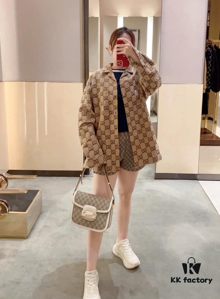 69312a24908475d562cd95d3 Gucci GUCCI 24FW Double G Jacquard Lapel Long-Sleeve Shirt Jacket