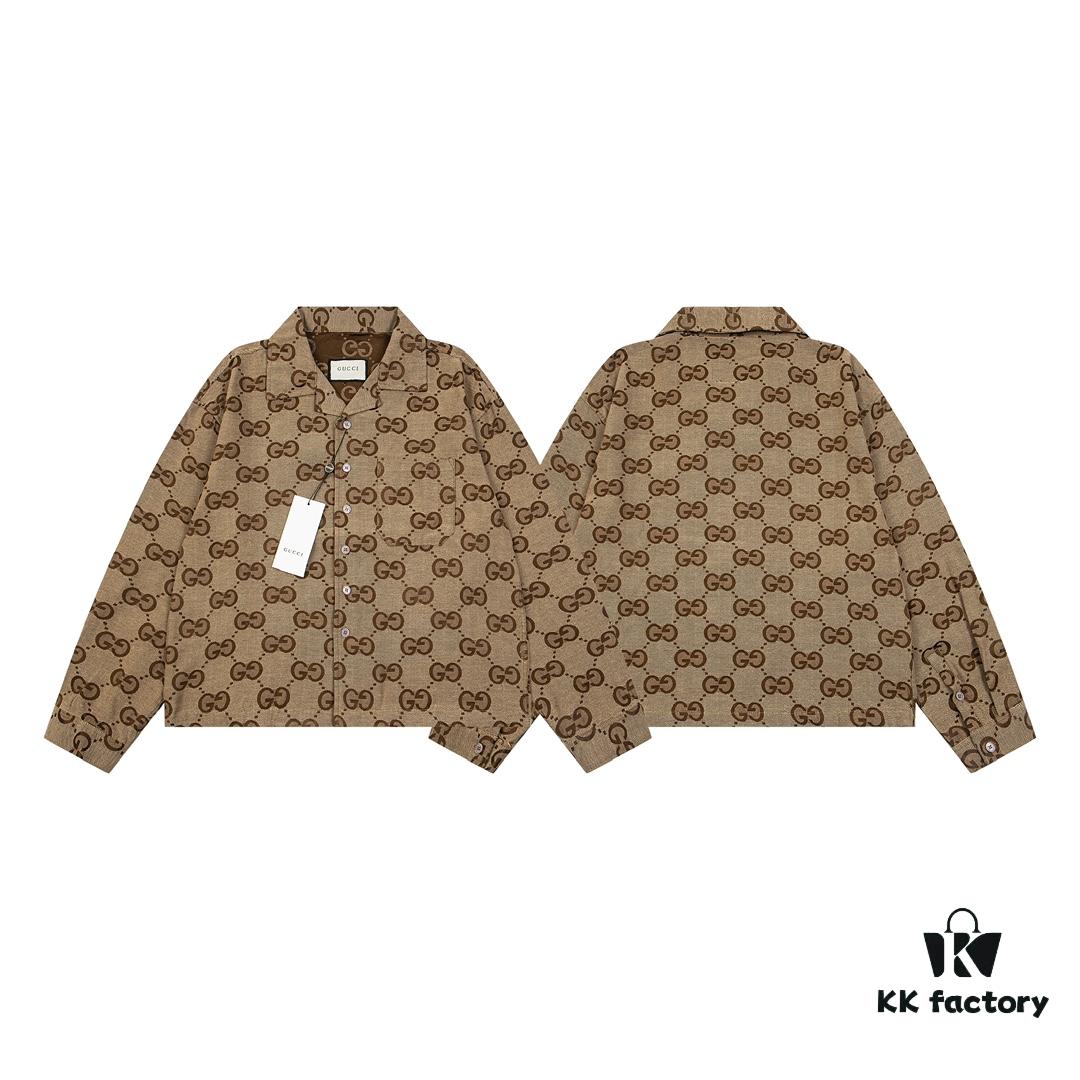 69312a5b908475d562cd95e3 Gucci GUCCI 24FW Double G Jacquard Lapel Long-Sleeve Shirt Jacket