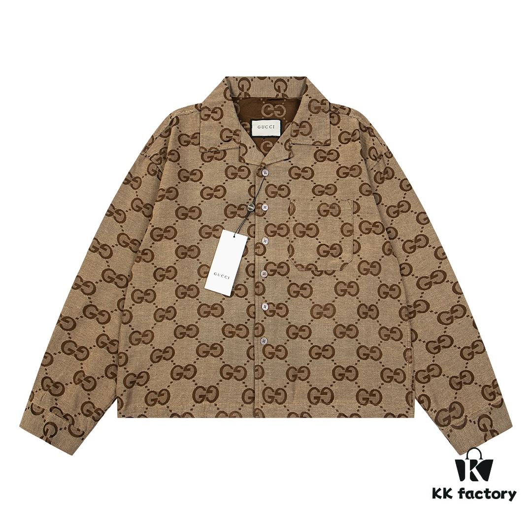 69312a5f908475d562cd95e4 Gucci GUCCI 24FW Double G Jacquard Lapel Long-Sleeve Shirt Jacket
