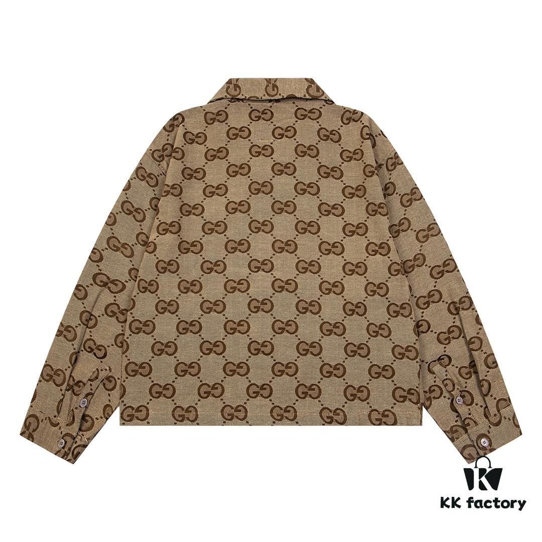 69312a62908475d562cd95e5 Gucci GUCCI 24FW Double G Jacquard Lapel Long-Sleeve Shirt Jacket