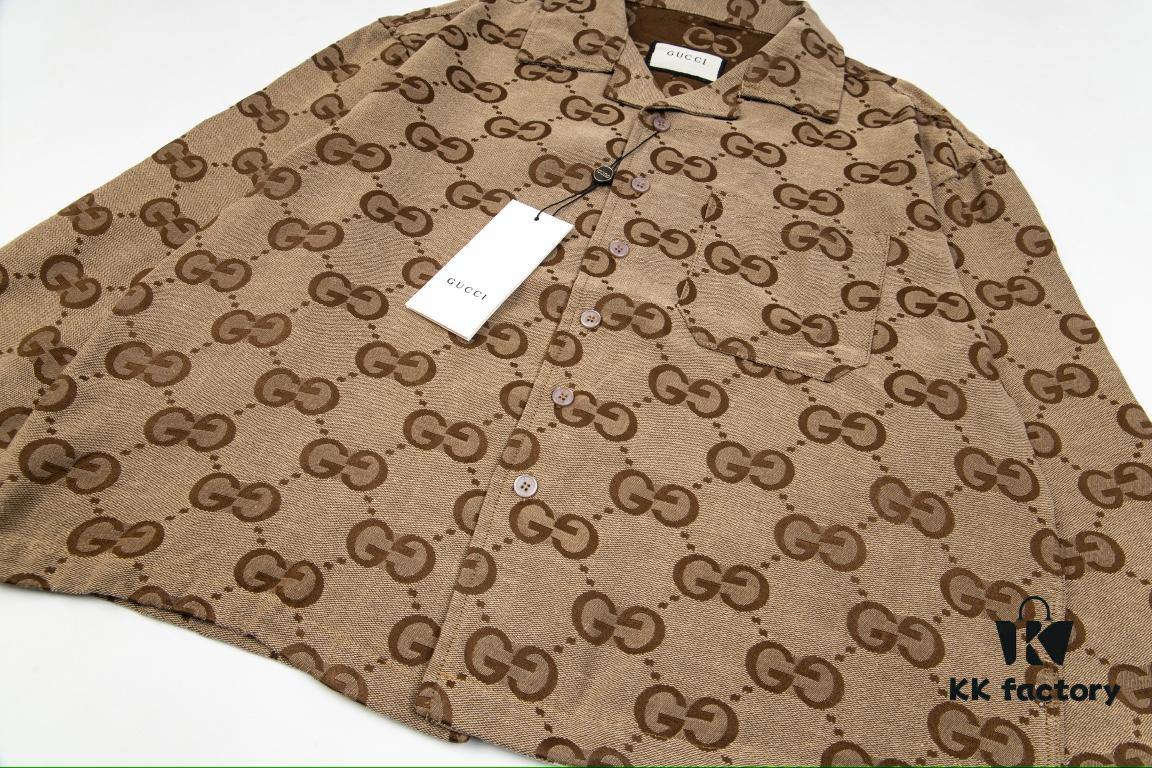69312a76908475d562cd95ea Gucci GUCCI 24FW Double G Jacquard Lapel Long-Sleeve Shirt Jacket