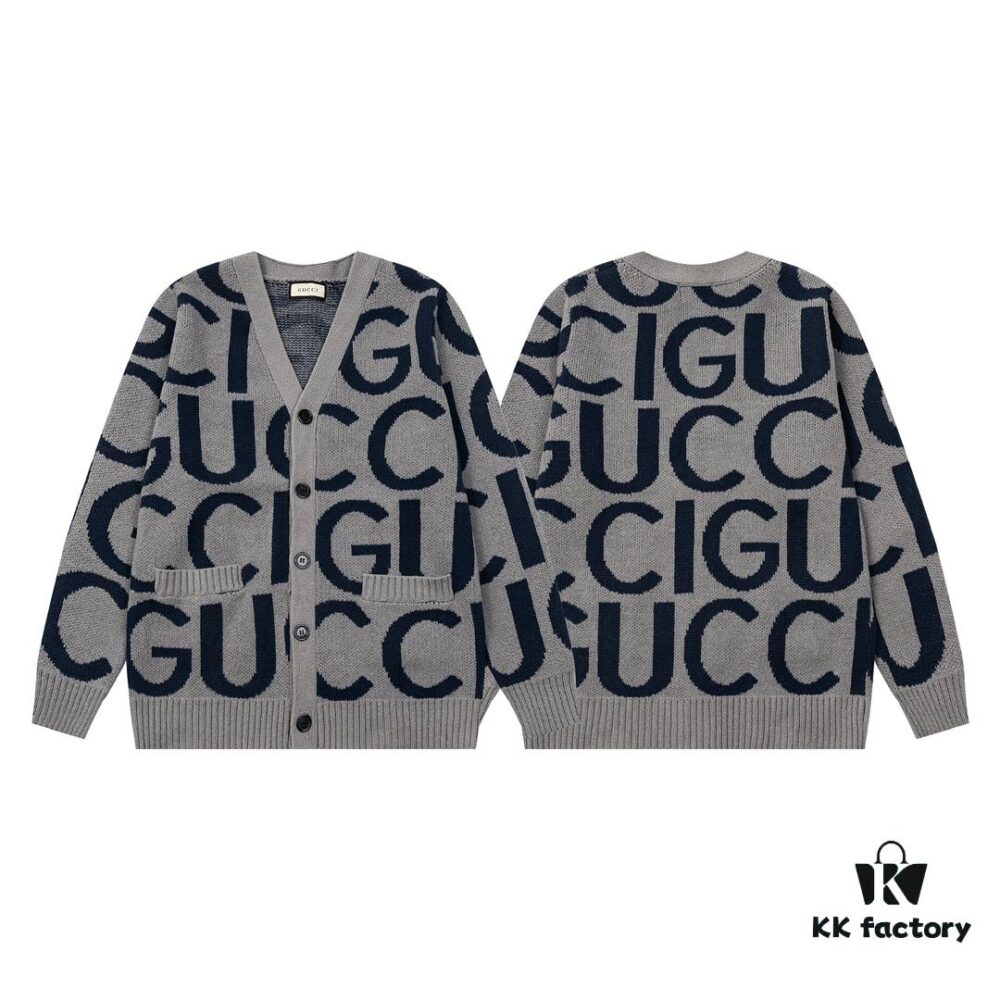69312b4c908475d562cd9626 GUCCI Wool-Blend Knit Polo Collar Cardigan with Double G Logo