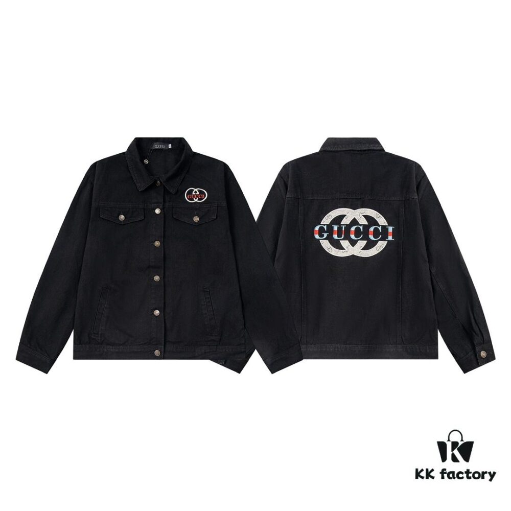 69312bbc908475d562cd9640 GUCCI Embroidered Denim Jacket Unisex Style Y049