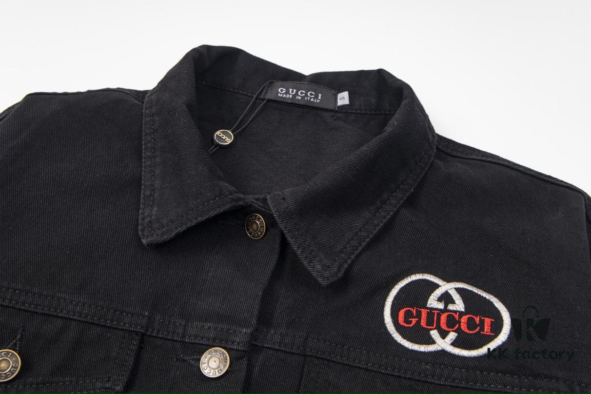 69312bc2908475d562cd9642 GUCCI Embroidered Denim Jacket Unisex Style Y049