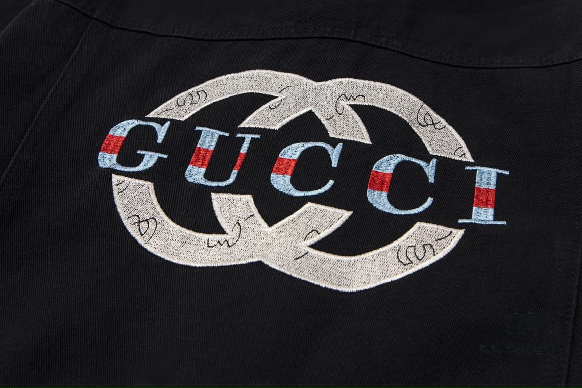69312bdb908475d562cd964c GUCCI Embroidered Denim Jacket Unisex Style Y049