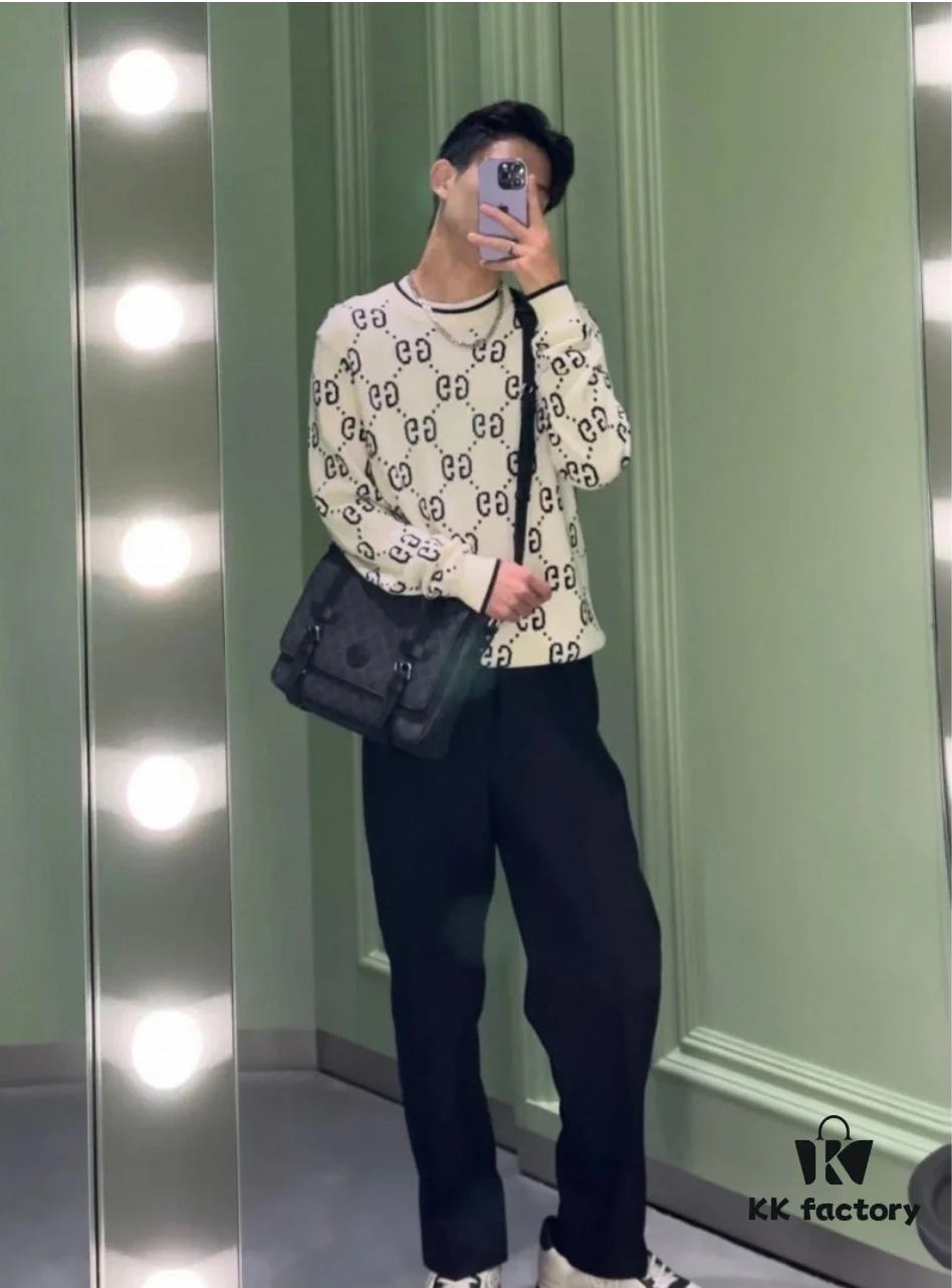 69312c60908475d562cd9679 GUCCI Crew Neck Jacquard Full Print Sweater Unisex High-Density Wool Blend Soft Skin-Friendly Fashion Statement Perfect Fit