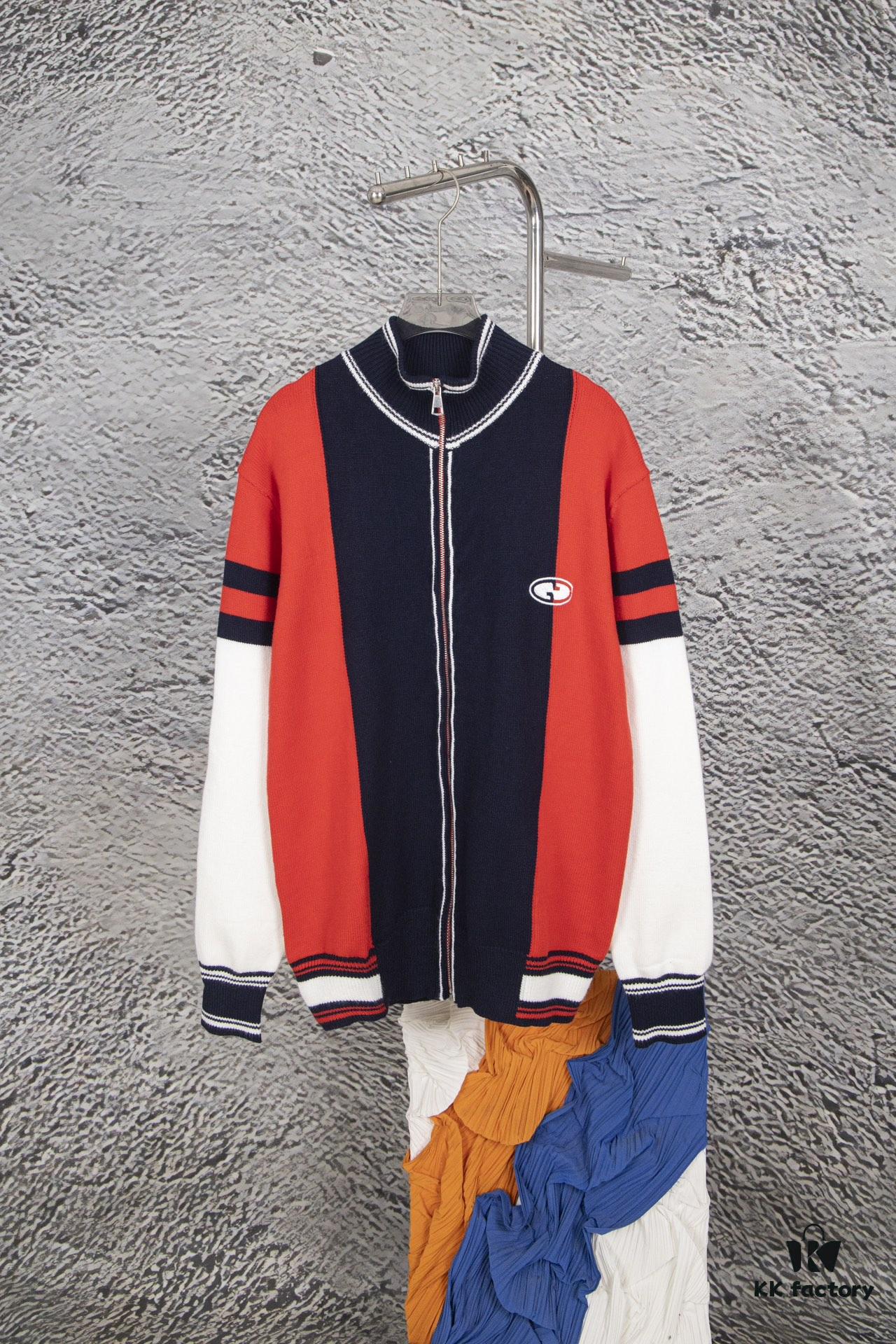 69312d31908475d562cd96c2 GUCCI Color-Block Knit Zip-Up Jacket with Quilted Design, High-Density Wool Blend, Unisex Style, Premium Craftsmanship