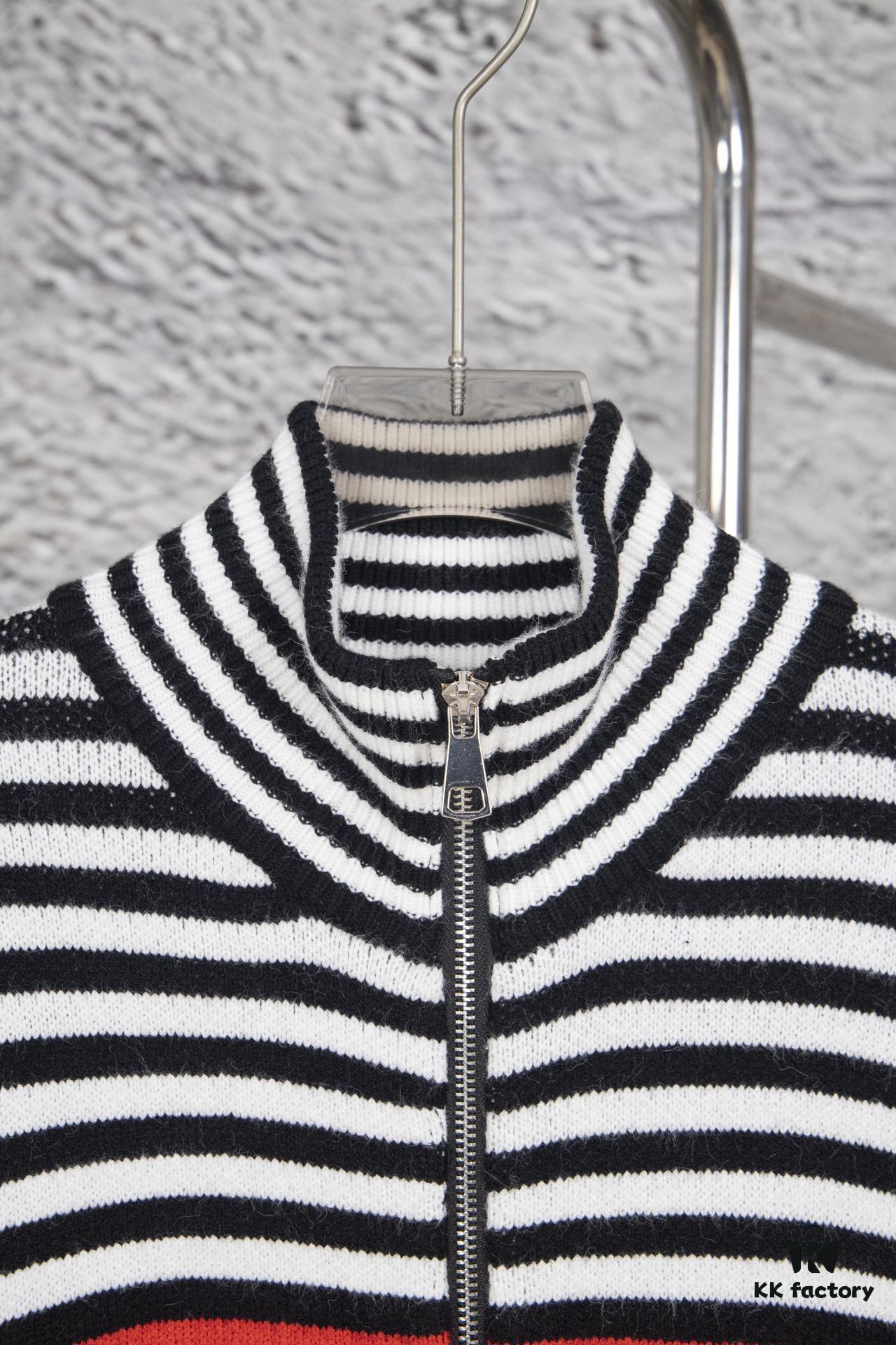 69312d9a908475d562cd96de GUCCI Color-Block Ribbed Knit Zip-Up Cardigan, Unisex Design, High-Density Wool Blend, Smooth and Soft Fabric, Premium Craftsmanship