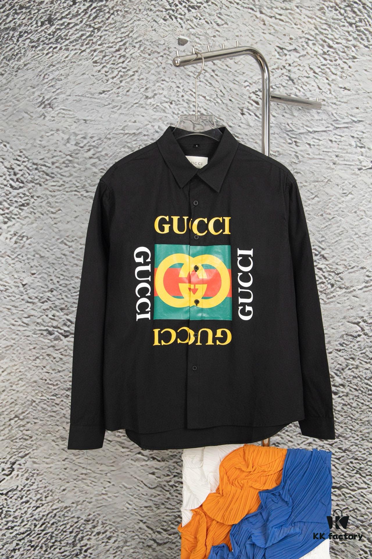 69312dd5908475d562cd96f3 New Gucci Red-Green Double Ring Printed Logo Button-Up Shirt with Checkered Design