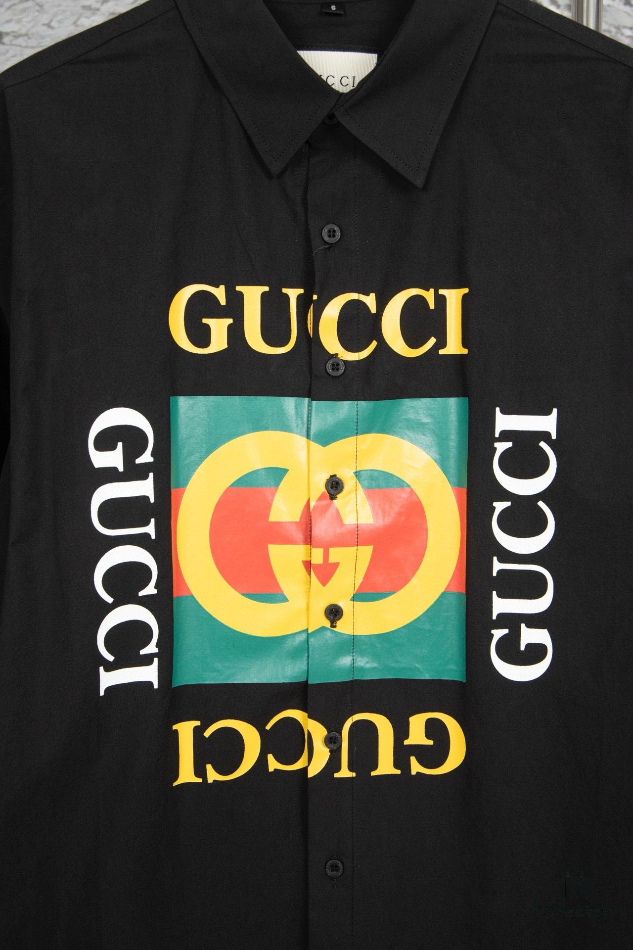 69312ddd908475d562cd96f6 New Gucci Red-Green Double Ring Printed Logo Button-Up Shirt with Checkered Design