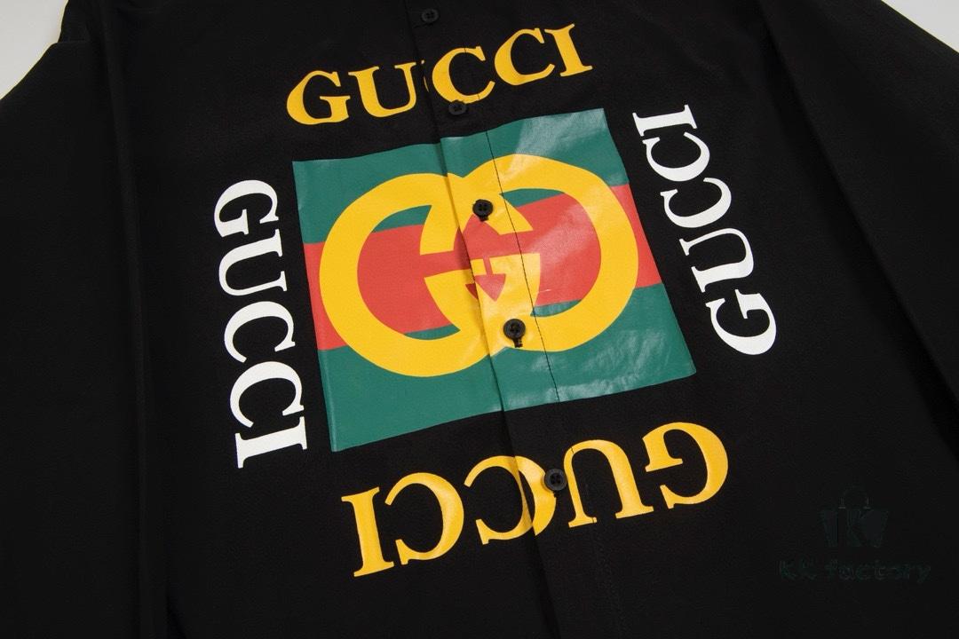 New Gucci Red-Green Double Ring Printed Logo Button-Up Shirt with Plaid Pattern
