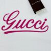 69312e15908475d562cd970c GUCC*25s New Arrival Streetwear T-Shirt, Unisex Design with Signature Logo Embroidery, 3D Textured High-Density Stitching, Pink Embroidered Accents on Black and White Base