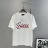 69312e2b908475d562cd9713 GUCC*25s New Arrival Streetwear T-Shirt, Unisex Design with Signature Logo Embroidery, 3D Textured High-Density Stitching, Pink Embroidered Accents on Black and White Base