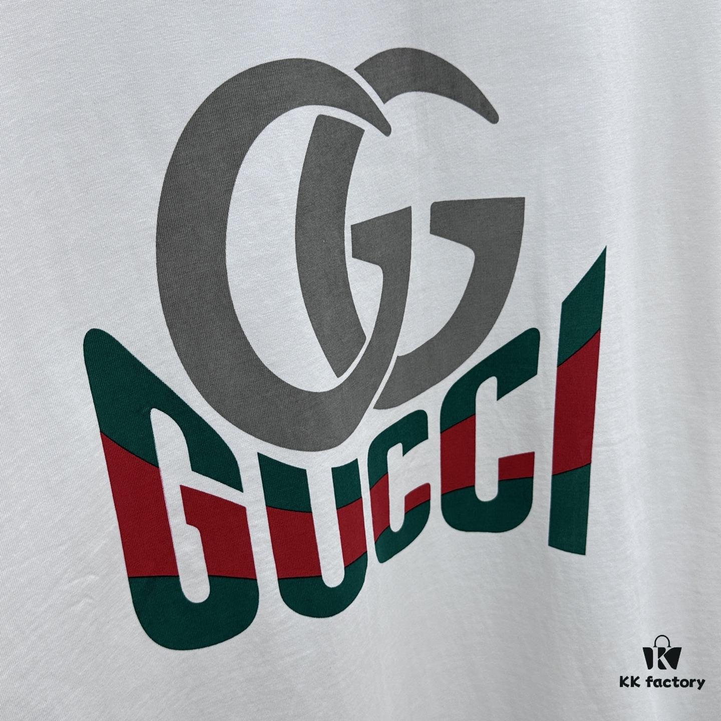 69312e47908475d562cd971d Gucci 2025FW Spring/Summer New Round Neck T-Shirt for Layering or Outerwear, 3D Logo Embossed Slightly Oversized Short-Sleeve Tee Made of 260g Reactive Cotton