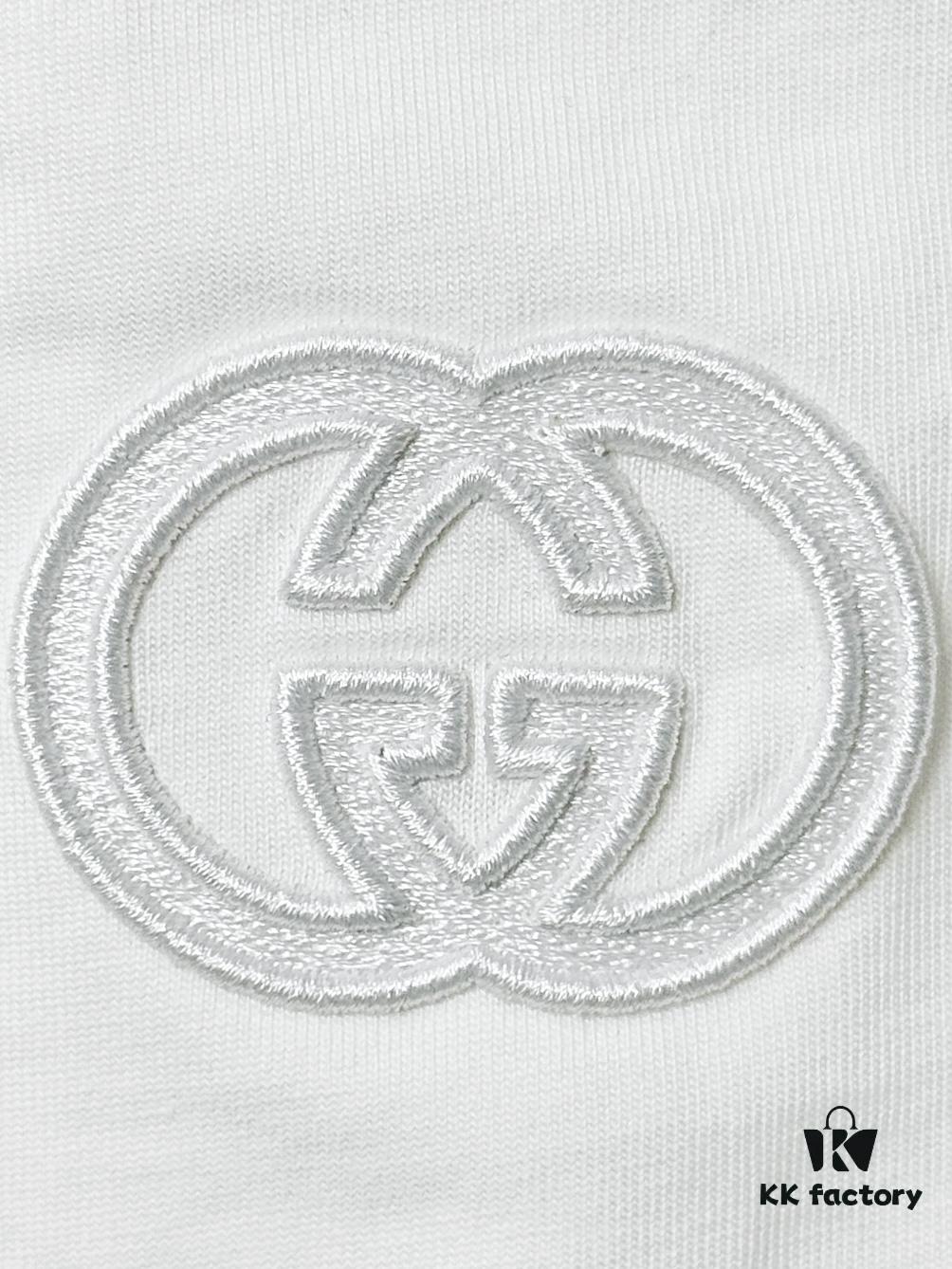 69312ef1908475d562cd975f Gucci Vintage Double G Embroidered Pocket Short Sleeve T-Shirt Classic Unisex Casual Cotton Top