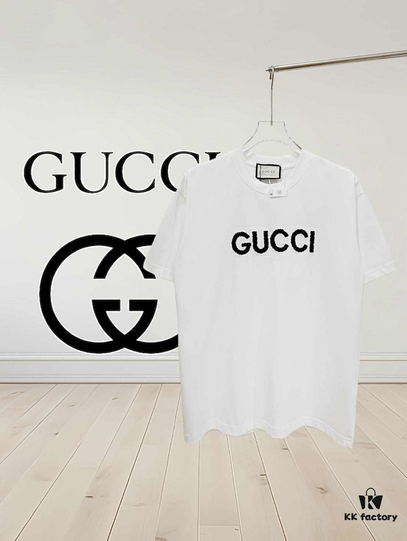 69312f75908475d562cd977d High-End Gucci Round Neck Short Sleeve T-Shirt with Front and Back Embroidered Logo, Premium 280g Double-Yarn Combed Cotton, Pre-Shrunk Washed Fabric, Unisex Fit, Official Website Detailing, Three Labels Complete