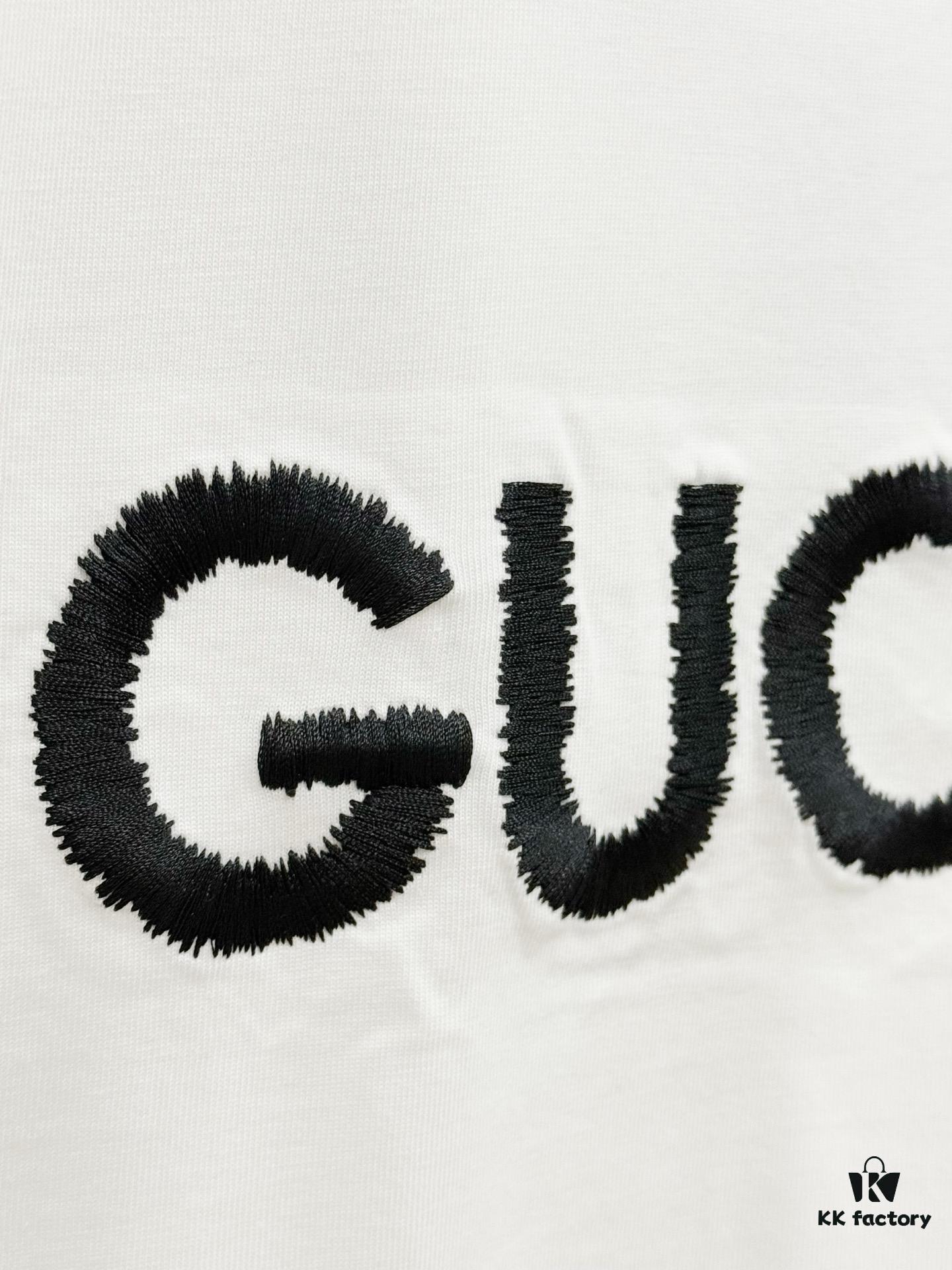 69312f87908475d562cd9781 High-End Gucci Round Neck Short Sleeve T-Shirt with Front and Back Embroidered Logo, Premium 280g Double-Yarn Combed Cotton, Pre-Shrunk Washed Fabric, Unisex Fit, Official Website Detailing, Three Labels Complete