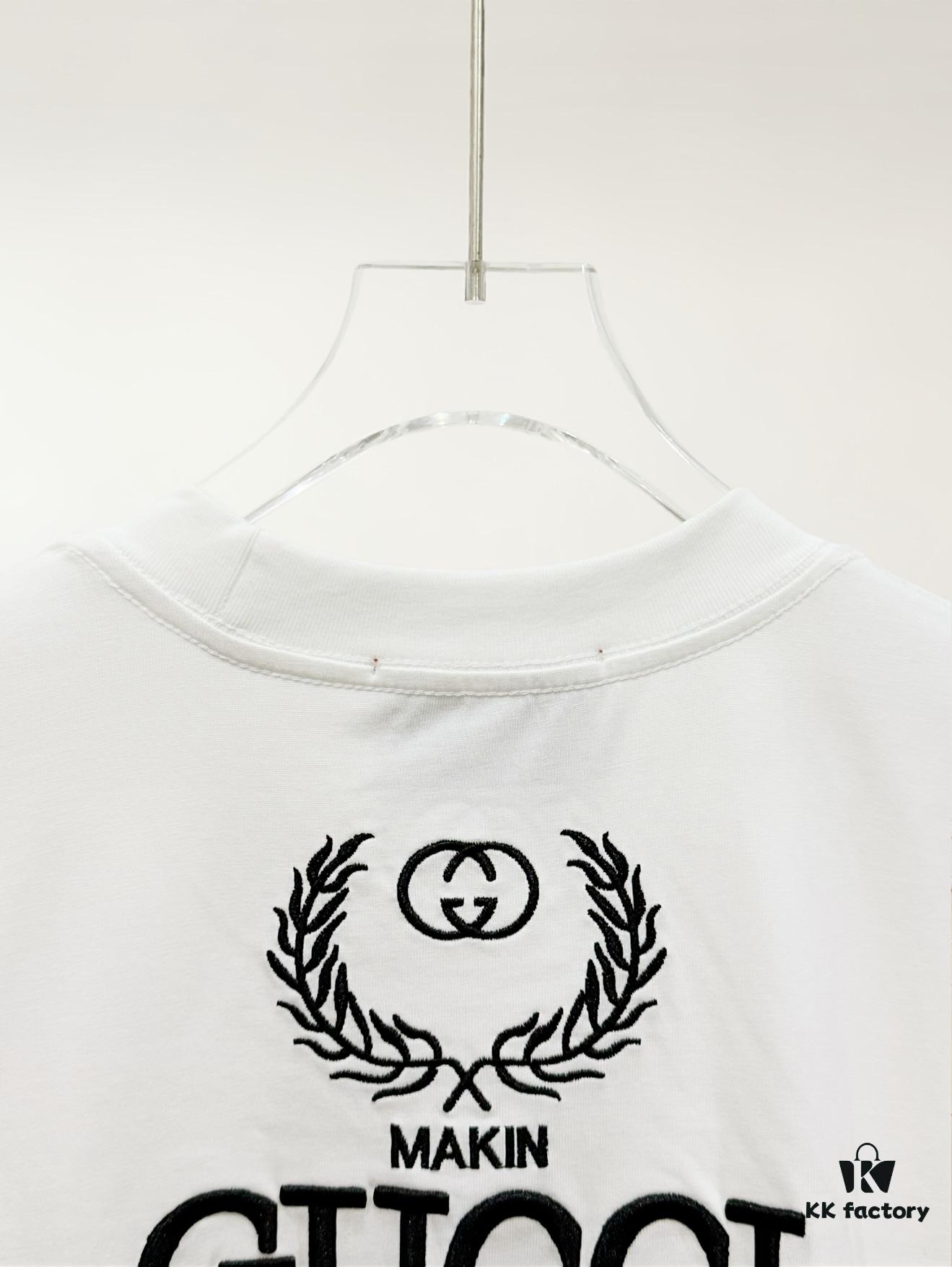 69312f89908475d562cd9782 High-End Gucci Round Neck Short Sleeve T-Shirt with Front and Back Embroidered Logo, Premium 280g Double-Yarn Combed Cotton, Pre-Shrunk Washed Fabric, Unisex Fit, Official Website Detailing, Three Labels Complete