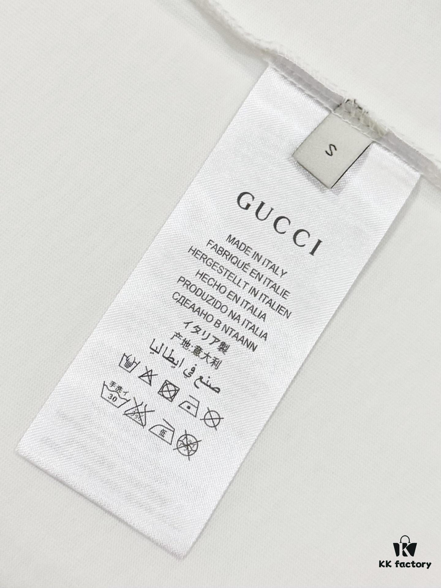 69312f91908475d562cd9784 High-End Gucci Round Neck Short Sleeve T-Shirt with Front and Back Embroidered Logo, Premium 280g Double-Yarn Combed Cotton, Pre-Shrunk Washed Fabric, Unisex Fit, Official Website Detailing, Three Labels Complete