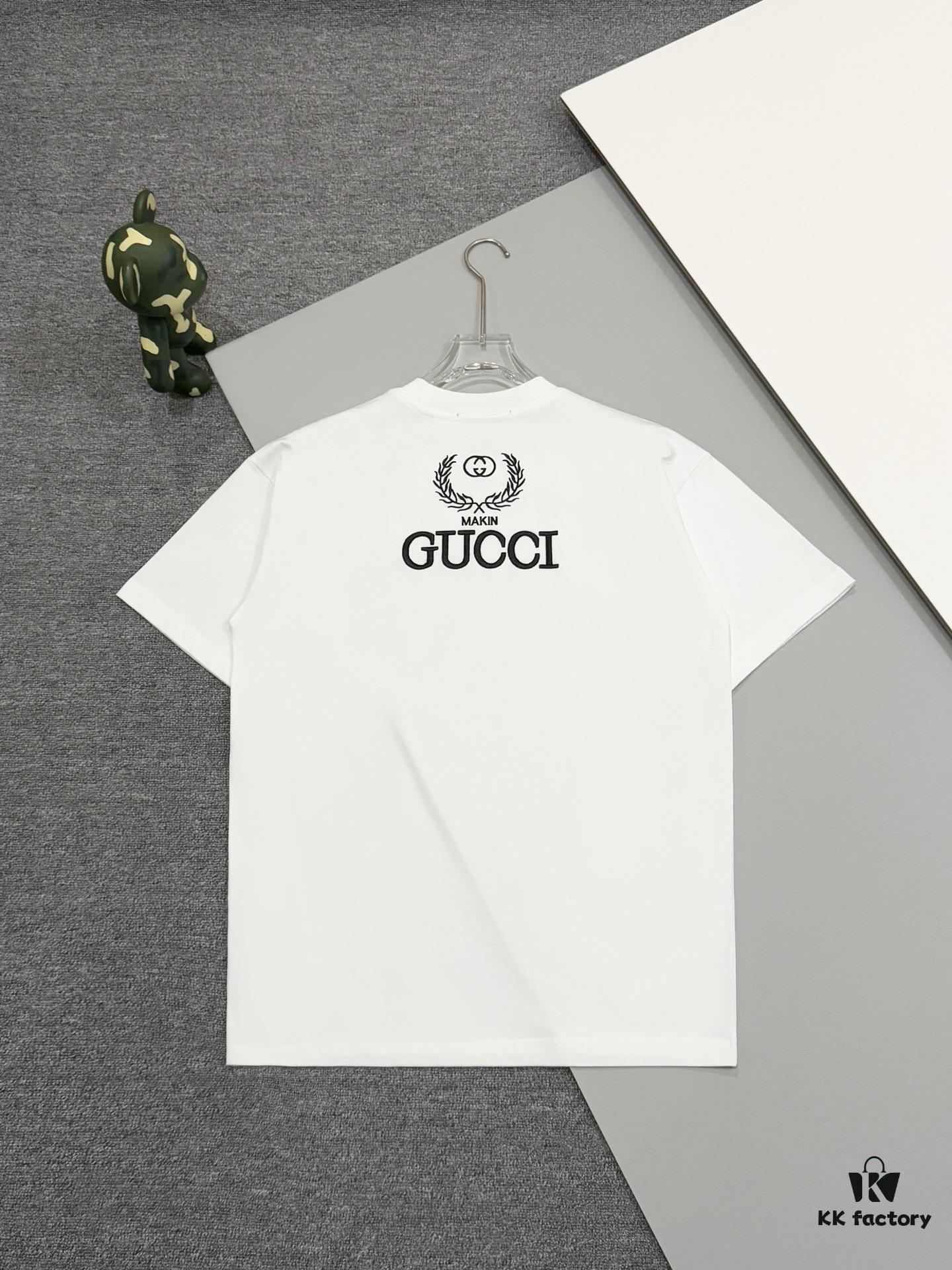 69312f9b908475d562cd9786 High-End Gucci Style Premium Jump Stitch Embroidered Round Neck Short Sleeve T-Shirt, 280g Double-Yarn High Gram Weight 100% Combed Cotton, Pre-Shrunk 1x1 Double Yarn Washed Fabric Resists Deformation, Unisex Design with Official Website Details, Front and Back Letter Logo Embroidery, Patch on Reverse, Complete Triple Labels, Moisture-Proof Paper Packaging, Distinct from Market Standard Goods, Comfortable Fit with OXs Silhouette
