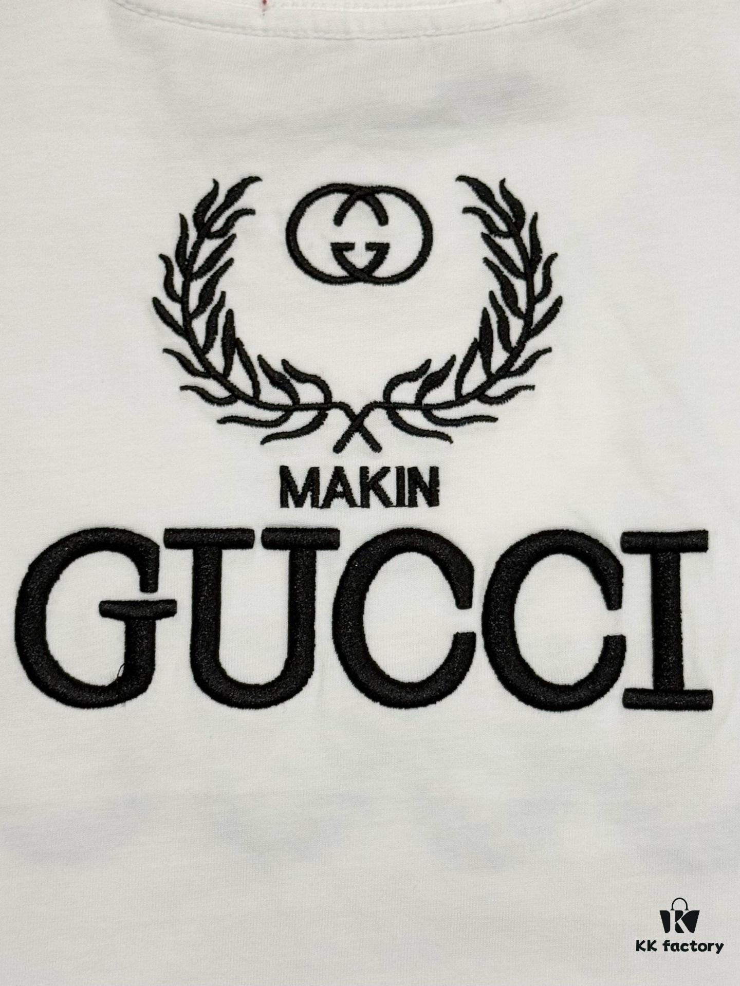 69312fb1908475d562cd978b High-End Gucci Style Premium Jump Stitch Embroidered Round Neck Short Sleeve T-Shirt, 280g Double-Yarn High Gram Weight 100% Combed Cotton, Pre-Shrunk 1x1 Double Yarn Washed Fabric Resists Deformation, Unisex Design with Official Website Details, Front and Back Letter Logo Embroidery, Patch on Reverse, Complete Triple Labels, Moisture-Proof Paper Packaging, Distinct from Market Standard Goods, Comfortable Fit with OXs Silhouette