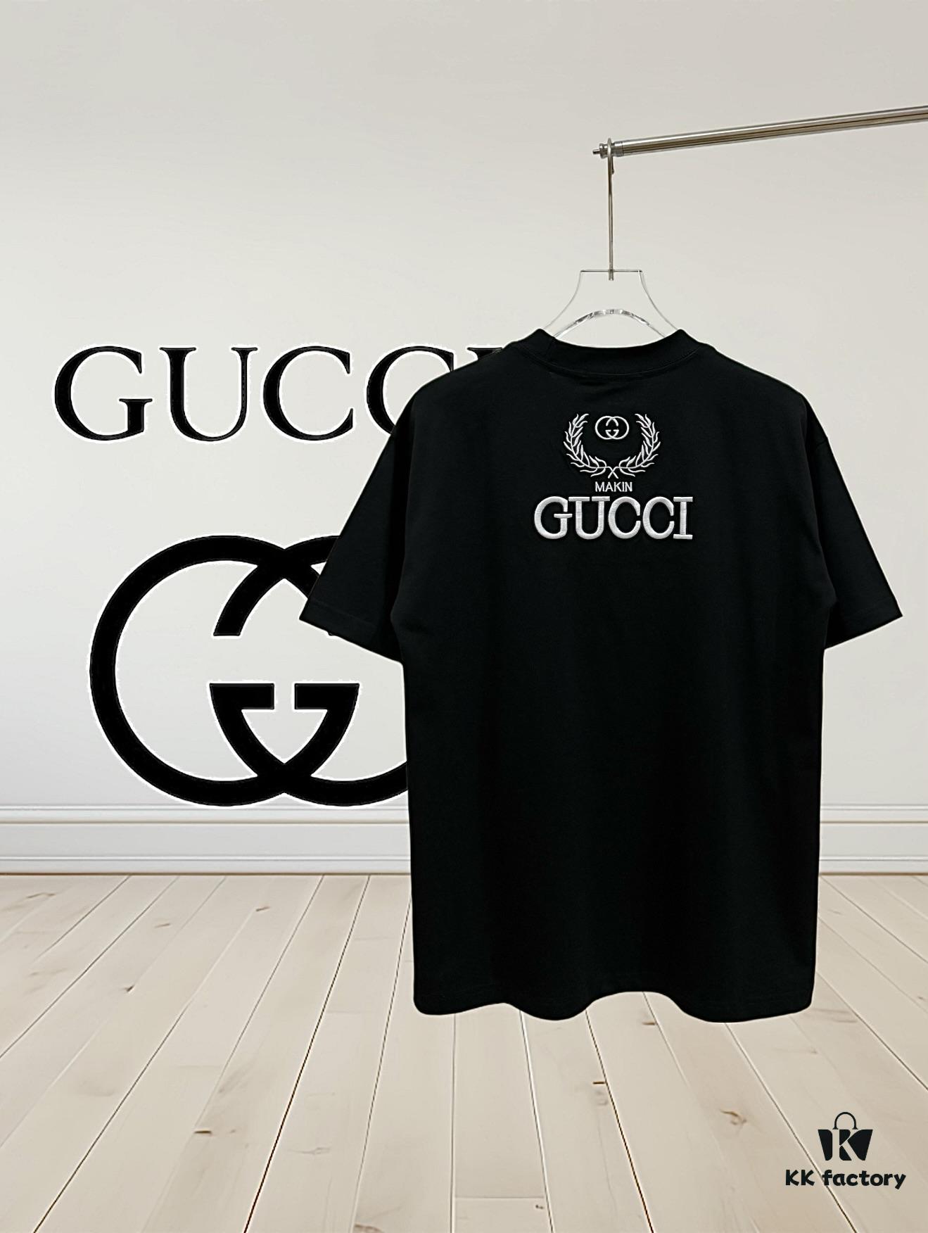 69312fc4908475d562cd978f High-End Gucci Round Neck Short Sleeve T-Shirt with Front and Back High-Stitch Embroidered Logo, 280g Double-Yarn Premium Combed Cotton, Pre-Shrunk Washed Fabric, No Deformation, Unisex Design, Official Website Details, Three Labels Included, Moisture-Proof Paper Packaging, Distinct from Market Standard Products, Comfortable Fit with OXS Silhouette