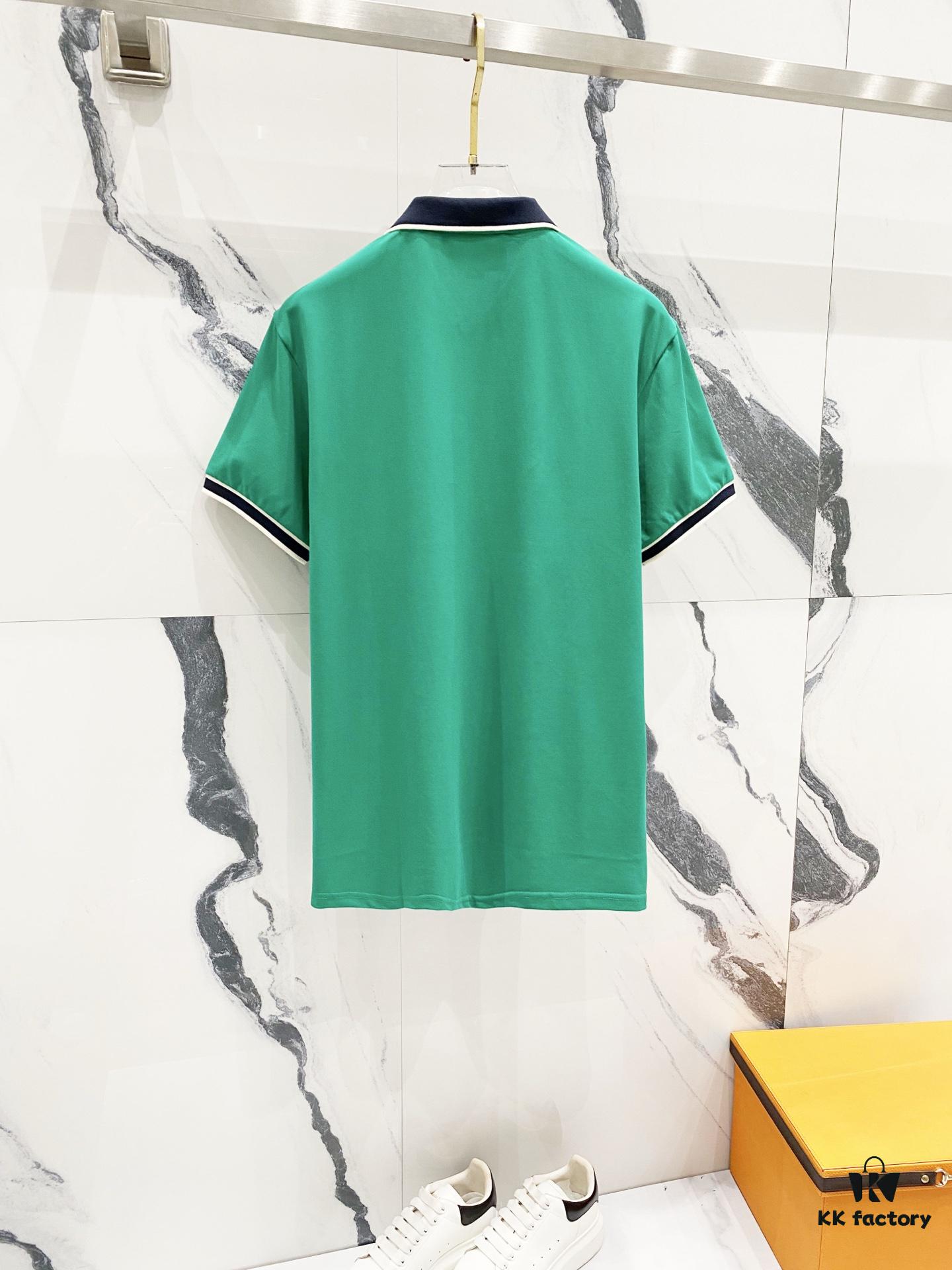 69313024908475d562cd979f GUCCI Men's Polo Shirt with Notched Lapel, Color-Block Collar and Embroidered GG Logo