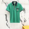69313025908475d562cd97a0 GUCCI Men's Polo Shirt with Notched Lapel, Color-Block Collar and Embroidered GG Logo