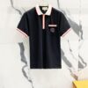 69313042908475d562cd97a9 GUCCI Men's Polo Shirt with Notched Lapel, Color-Blocked Collar, and Embroidered GG Logo