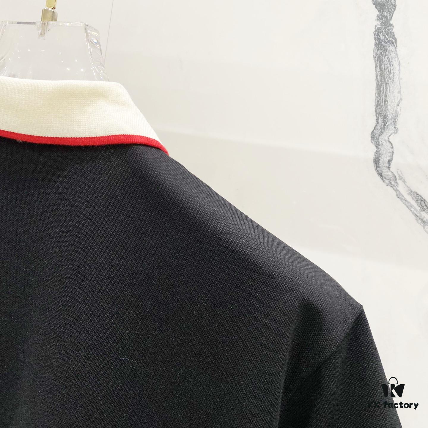 69313051908475d562cd97ad GUCCI Men's Polo Shirt with Notched Lapel, Color-Blocked Collar, and Embroidered GG Logo