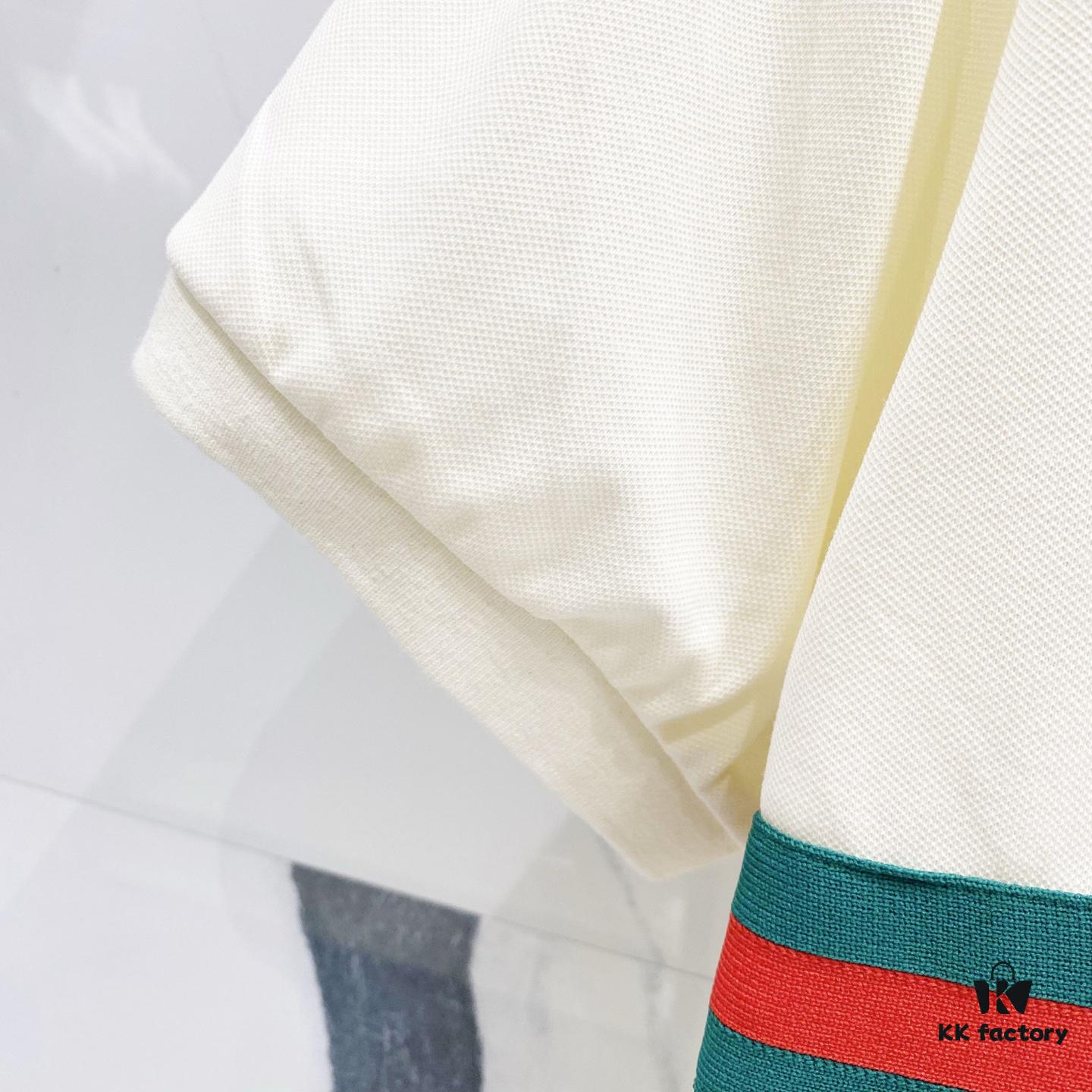 6931307e908475d562cd97b8 GUCCI Lapel Polo Shirt with Red and Green Logo Belt Design