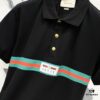 6931309d908475d562cd97be GUCCI Men's Polo Shirt with Notched Collar and Red-Green Web Stripe Logo Design