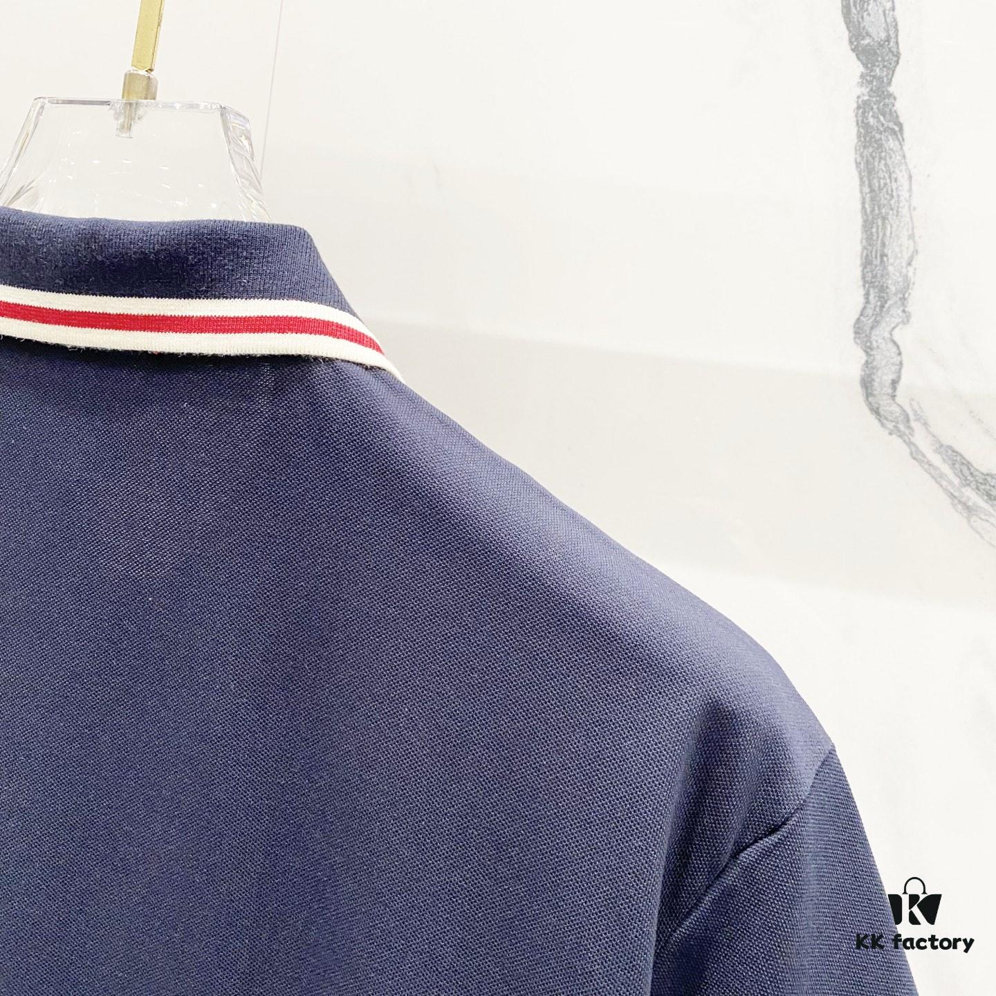 693130fe908475d562cd97d2 GUCCI Men's Polo Shirt with Lapel, Embroidered Logo, Color-Block Striped Pocket Design