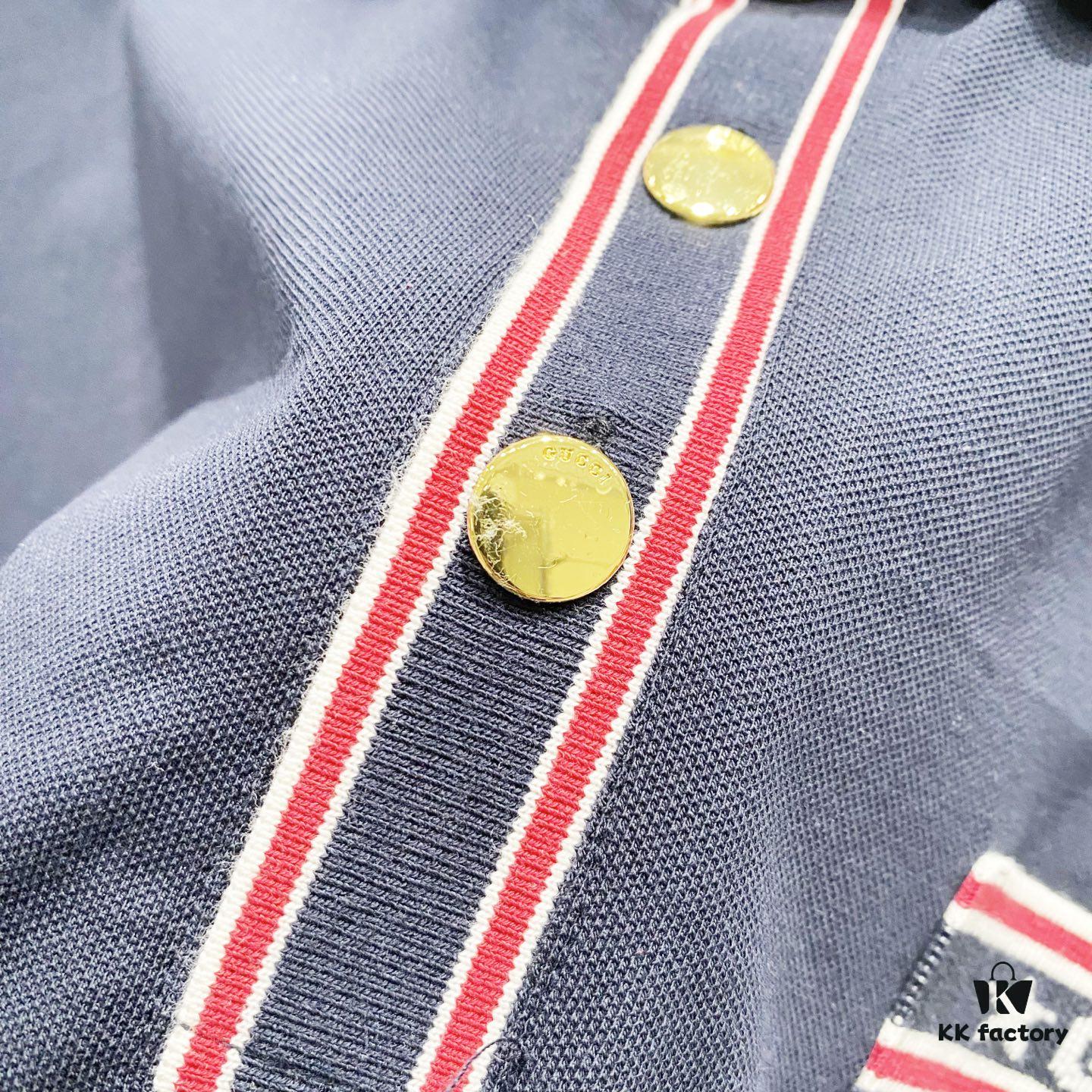 69313106908475d562cd97d4 GUCCI Men's Polo Shirt with Lapel, Embroidered Logo, Color-Block Striped Pocket Design