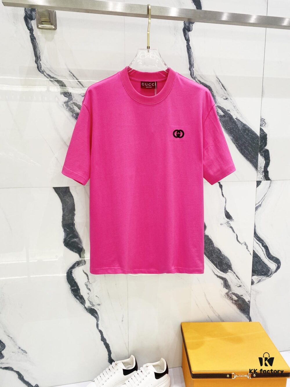 69313119908475d562cd97d9 GUCCI Crew Neck Short Sleeve T-Shirt 320g with Embroidered Double G Logo