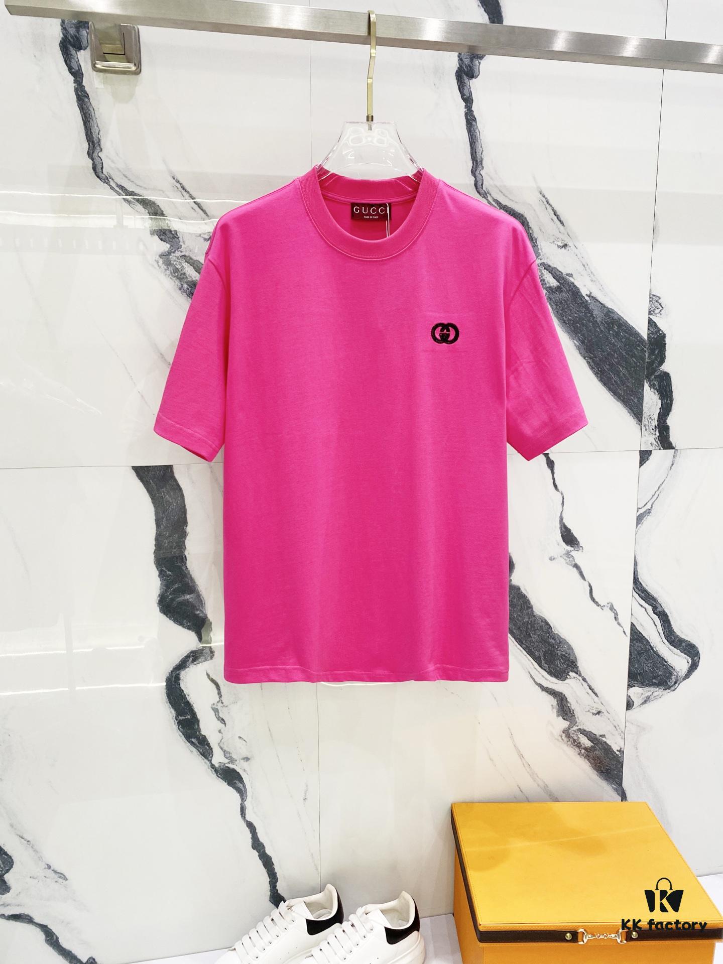 69313119908475d562cd97d9 GUCCI Crew Neck Short Sleeve T-Shirt 320g with Embroidered Double G Logo