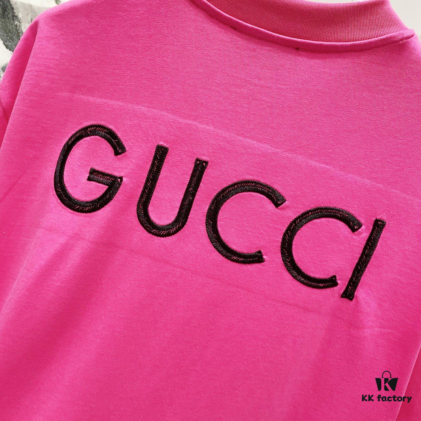 69313128908475d562cd97dd GUCCI Crew Neck Short Sleeve T-Shirt 320g with Embroidered Double G Logo