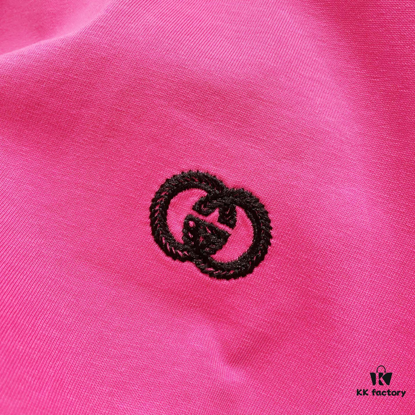 6931312b908475d562cd97de GUCCI Crew Neck Short Sleeve T-Shirt 320g with Embroidered Double G Logo