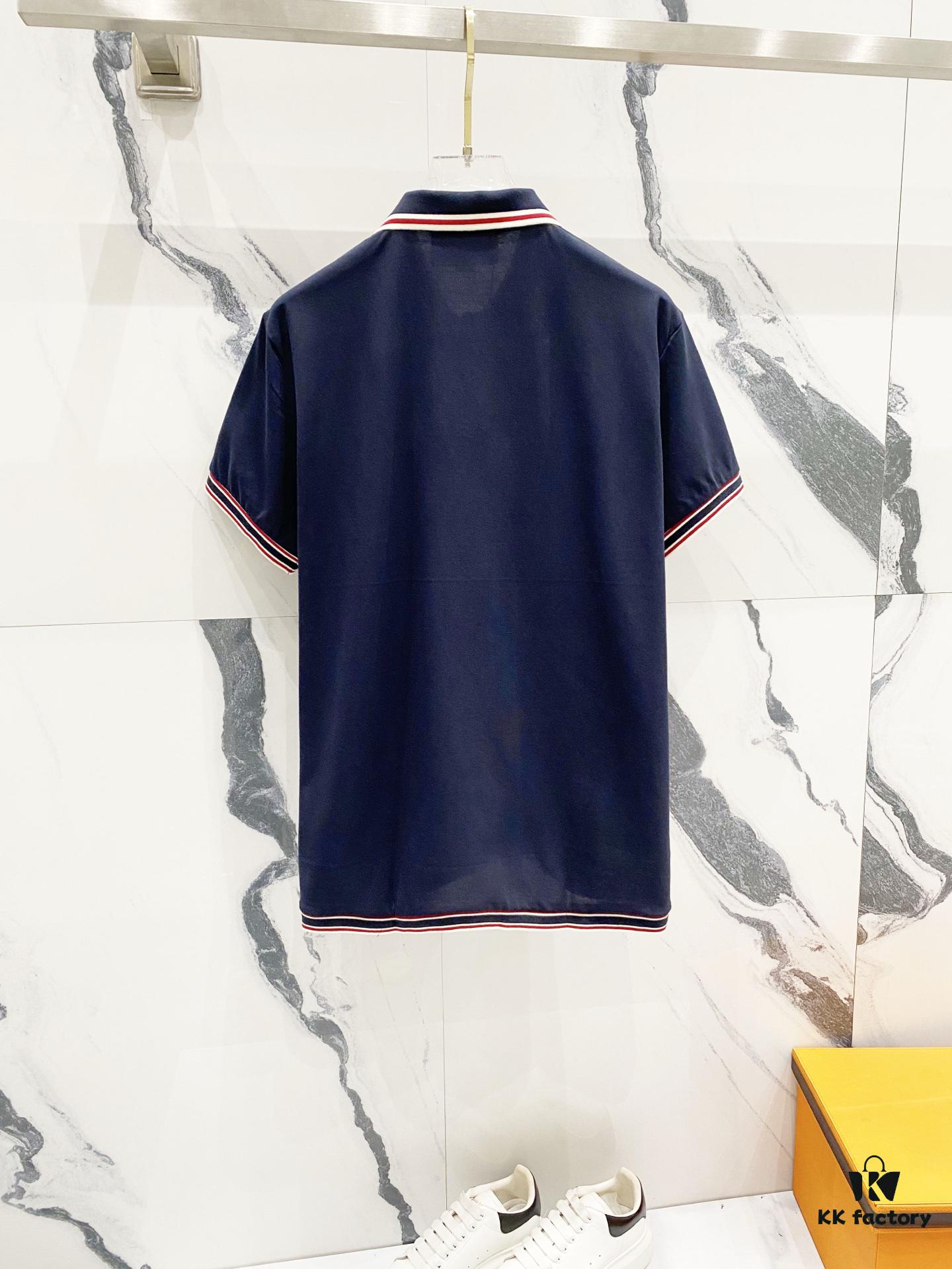 6931313c908475d562cd97e3 GUCCI Men's Polo Shirt with Lapel, Embroidered Logo, Color-Block Striped Pocket Design
