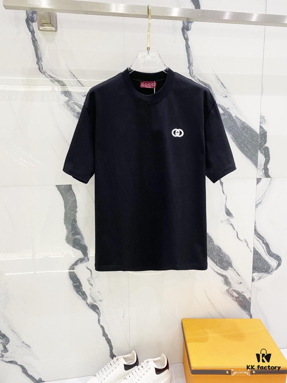 69313156908475d562cd97ee GUCCI Crew Neck Short Sleeve T-Shirt 320g with Embroidered Double G Logo
